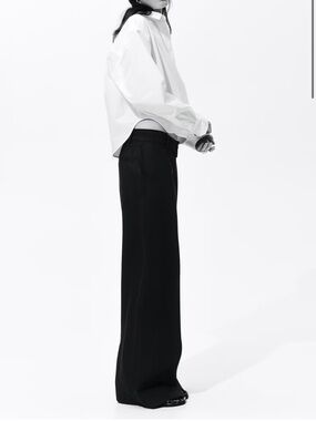 H&M Wide-Leg Linen Trousers Black